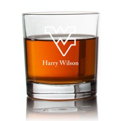Engraved West Virginia Mountaineers Rocks Glass - Personalized Whiskey Glasses - Man Cave Gift Ideas - Gifts For Him - 2pcs