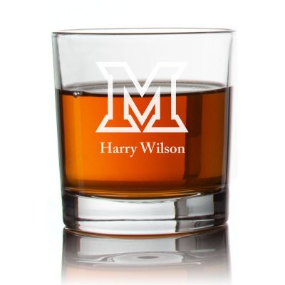 Engraved Miami Redhawks Rocks Glass - Personalized Whiskey Glasses - Man Cave Gift Ideas - Gifts For Him - 2pcs