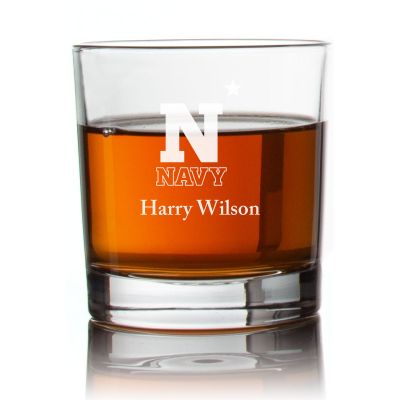 Engraved Navy Athletics Rocks Glass - Personalized Whiskey Glasses - Man Cave Gift Ideas - Gifts For Him - 2pcs