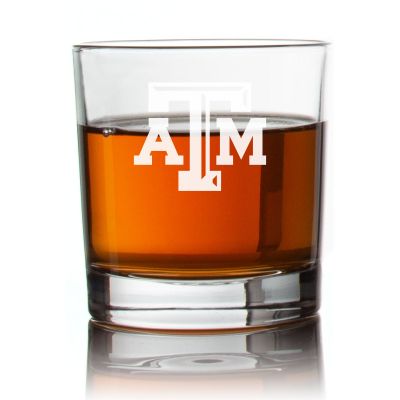 Engraved Texas A&M Rocks Glass - Personalized Whiskey Glasses - Man Cave Gift Ideas - Gifts For Him - 2pcs