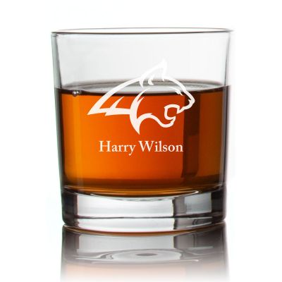 Engraved Montana Bobcats Rocks Glass - Personalized Whiskey Glasses - Man Cave Gift Ideas - Gifts For Him - 2pcs