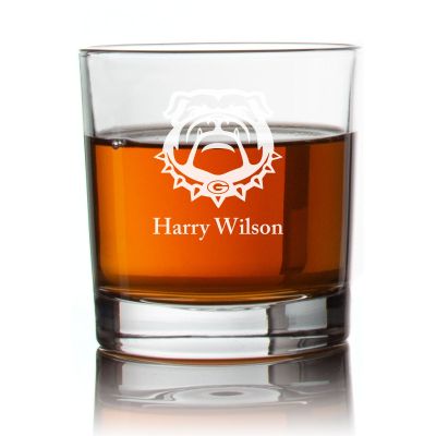 Engraved Georgia Bulldogs Rocks Glass - Personalized Whiskey Glasses - Man Cave Gift Ideas - Gifts For Him - 2pcs