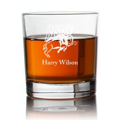 Engraved North Dakota Bison Rocks Glass - Personalized Whiskey Glasses - Man Cave Gift Ideas - Gifts For Him - 2pcs