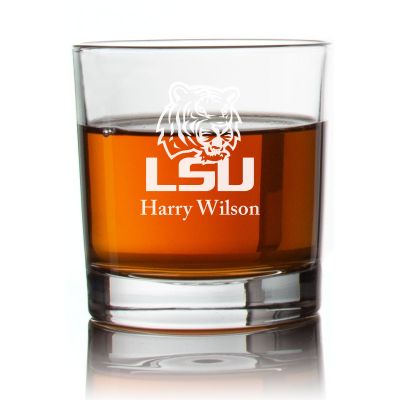 Engraved LSU Louisiana State University Rocks Glass - Personalized Whiskey Glasses - Man Cave Gift Ideas - Gifts For Him - 2pcs