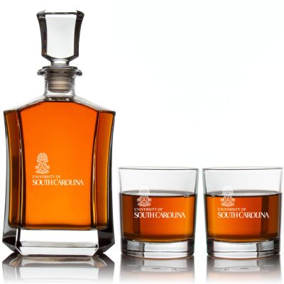 Engraved University of South Carolina - Personalized Crown Classic Decanter Set Whiskey Glasses
