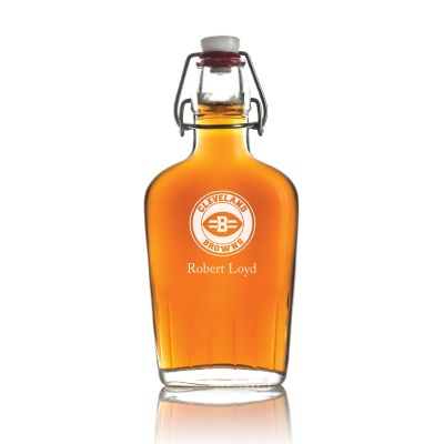 Personalized Cleveland Browns Round Seal Football Flask - Football Fanatic Gift Ideas - Personalized Whiskey Flask 