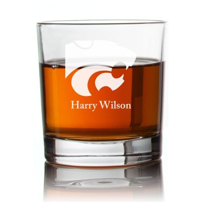 Engraved Kansas State Wildcats Football Rocks Glass - Personalized Whiskey Glasses - Man Cave Gift Ideas - Gifts For Him - Football Fanatic - 2pcs