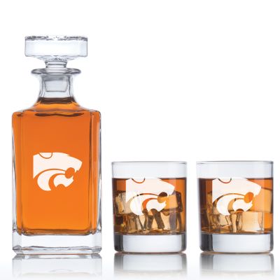 Personalized Kansas State Wildcats Football Decanter Set - Football Fanatic Gift Ideas - Classic Personalized Whiskey Decanter Set