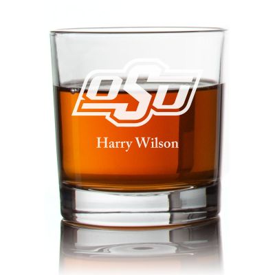 Engraved Oklahoma State Cowboys Football Rocks Glass - Personalized Whiskey Glasses - Man Cave Gift Ideas - Gifts For Him - Football Fanatic - 2pcs
