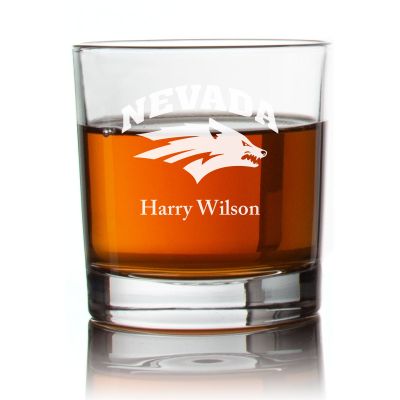 Engraved Nevada Wolf Pack Football Rocks Glass - Personalized Whiskey Glasses - Man Cave Gift Ideas - Gifts For Him - Football Fanatic - 2pcs