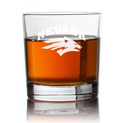 Engraved Nevada Wolf Pack Football Rocks Glass - Personalized Whiskey Glasses - Man Cave Gift Ideas - Gifts For Him - Football Fanatic - 2pcs