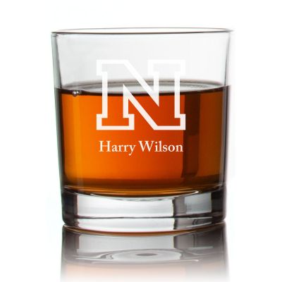 Engraved Nevada College Letter Football Rocks Glass - Personalized Whiskey Glasses - Man Cave Gift Ideas - Gifts For Him - Football Fanatic - 2pcs