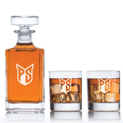 Personalized Portland State Football Decanter Set - Football Fanatic Gift Ideas - Classic Personalized Whiskey Decanter Set