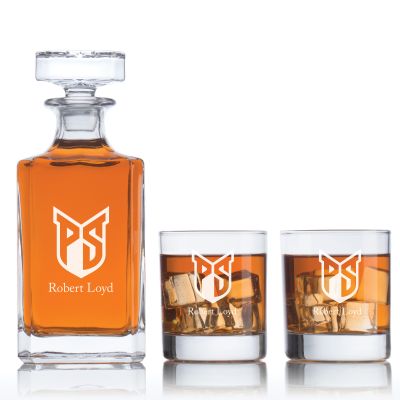 Personalized Portland State Football Decanter Set - Football Fanatic Gift Ideas - Classic Personalized Whiskey Decanter Set