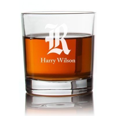 Engraved Rice Owls Letter Football Rocks Glass - Personalized Whiskey Glasses - Man Cave Gift Ideas - Gifts For Him - Football Fanatic - 2pcs