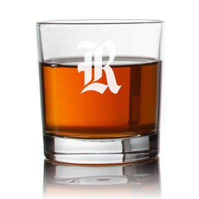 Engraved Rice Owls Letter Football Rocks Glass - Personalized Whiskey Glasses - Man Cave Gift Ideas - Gifts For Him - Football Fanatic - 2pcs