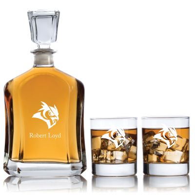 Personalized Rice Owls Football Decanter Set - Football Fanatic Gift Ideas - Capitol Personalized Whiskey Decanter Set