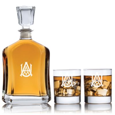 Personalized Alabama A&M Bulldogs Football Decanter Set - Football Fanatic Gift Ideas - Capitol Personalized Whiskey Decanter Set