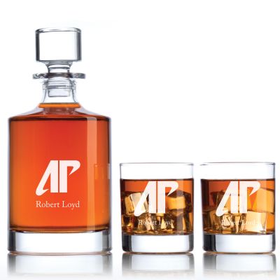 Personalized Austin Peay Beavers Football Decanter Set - Football Fanatic Gift Ideas - Bellagio Personalized Whiskey Decanter Set