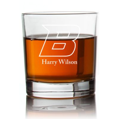 Engraved Boise State Broncos Football Rocks Glass - Personalized Whiskey Glasses - Man Cave Gift Ideas - Gifts For Him - Football Fanatic - 2pcs