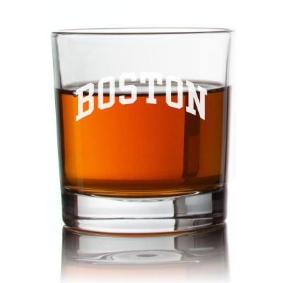 Engraved Boston Football Rocks Glass - Personalized Whiskey Glasses - Man Cave Gift Ideas - Gifts For Him - Football Fanatic - 2pcs