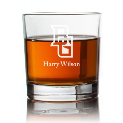 Engraved Bowling Green Falcons Initials Football Rocks Glass - Personalized Whiskey Glasses - Man Cave Gift Ideas - Gifts For Him - Football Fanatic - 2pcs