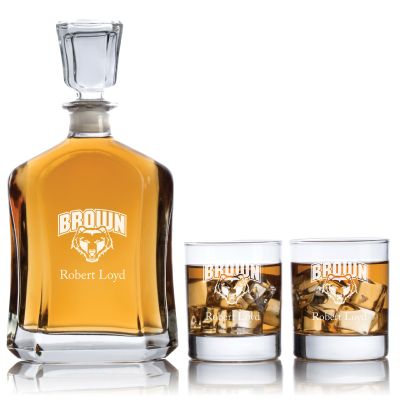 Personalized Brown Bears University Decanter Set - Football Fanatic Gift Ideas - Capitol Personalized Whiskey Decanter