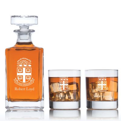 Personalized Brown University Decanter Set - Football Fanatic Gift Ideas - Classic Personalized Whiskey Decanter