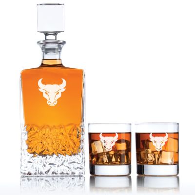 Personalized Buffalo Bulls University Decanter Set - Football Fanatic Gift Ideas - Excalibur Personalized Whiskey Decanter