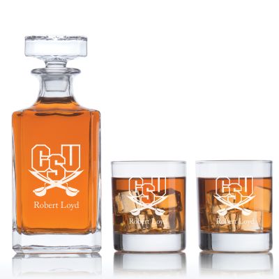 Personalized CSU Buccaneers University Decanter Set - Football Fanatic Gift Ideas - Classic Personalized Whiskey Decanter