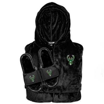 Milwaukee Bucks Fur Slide Sandals & Robe Bundle