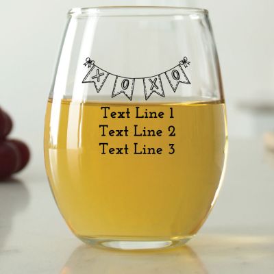 XOXO Flag Banner - 9 oz. ARC Perfection Stemless Wine Glasses