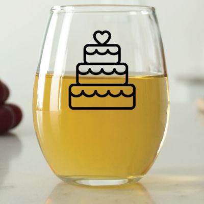 Birthday Cake with Heart - 9 oz. ARC Perfection Stemless Wine Glasses