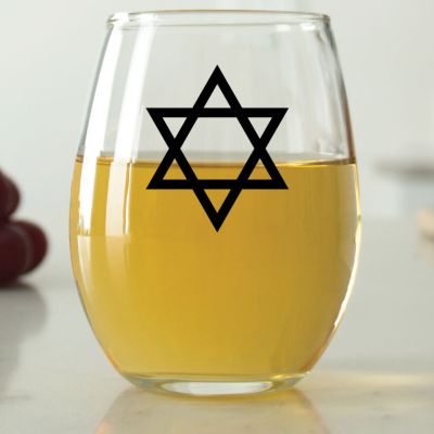 Star of David - 9 oz. ARC Perfection Stemless Wine Glasses
