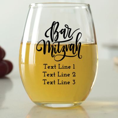 Bar Mitzvah - 9 oz. ARC Perfection Stemless Wine Glasses