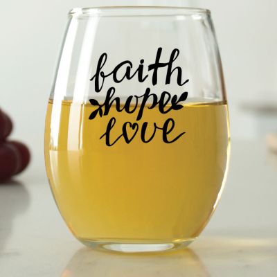 Faith Hope Love - 9 oz. ARC Perfection Stemless Wine Glasses