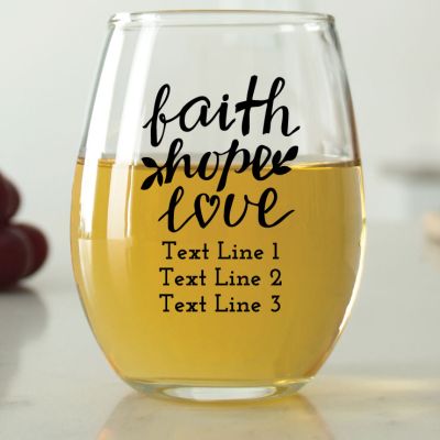 Faith Hope Love - 9 oz. ARC Perfection Stemless Wine Glasses