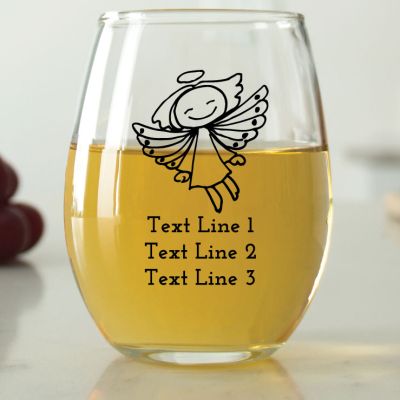 Flying Angel with Halo - 9 oz. ARC Perfection Stemless Wine Glasses