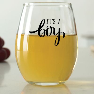 It's a Boy - 9 oz. ARC Perfection Stemless Wine Glasses