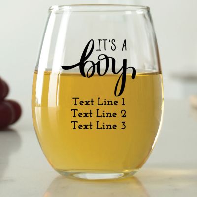 It's a Boy - 9 oz. ARC Perfection Stemless Wine Glasses