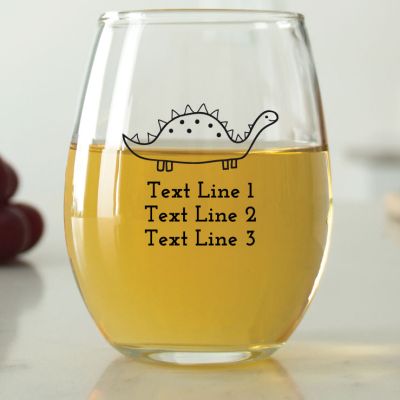 Cute Stegosaurus - 9 oz. ARC Perfection Stemless Wine Glasses