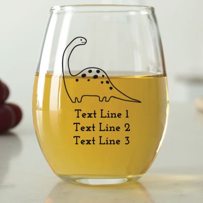 Cute Brontosaurus - 9 oz. ARC Perfection Stemless Wine Glasses