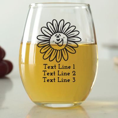 Smiling Flower - 9 oz. ARC Perfection Stemless Wine Glasses