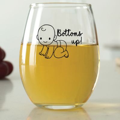 Baby Bottoms Up Script - 9 oz. ARC Perfection Stemless Wine Glasses