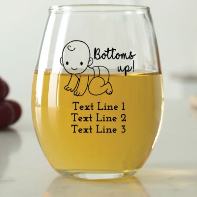 Baby Bottoms Up Script - 9 oz. ARC Perfection Stemless Wine Glasses