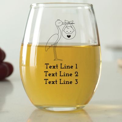 Stork with Baby - 9 oz. ARC Perfection Stemless Wine Glasses