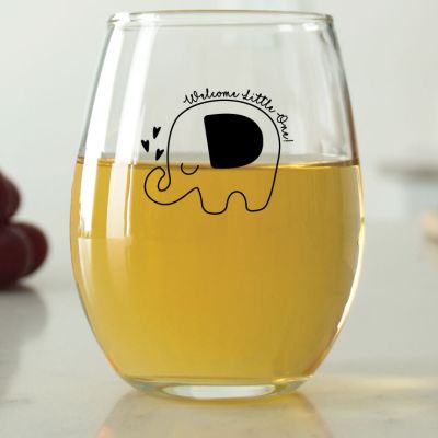 Welcome Little One Elephant - 9 oz. ARC Perfection Stemless Wine Glasses