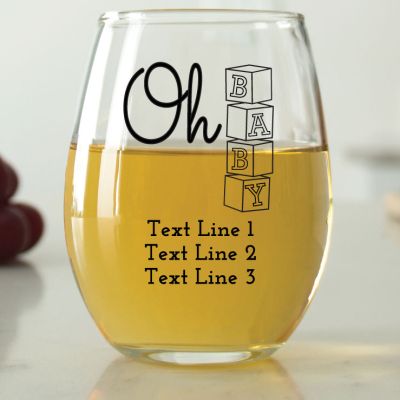 Oh Baby Blocks - 9 oz. ARC Perfection Stemless Wine Glasses