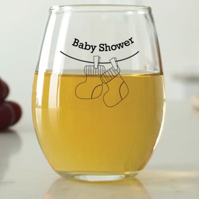 Baby Shower Hanging Socks - 9 oz. ARC Perfection Stemless Wine Glasses