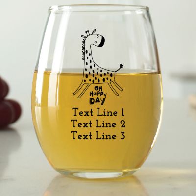 Oh Happy Day Giraffe - 9 oz. ARC Perfection Stemless Wine Glasses